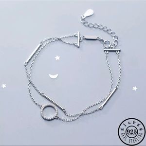 925 Sterling Silver Double Chain Bracelet !